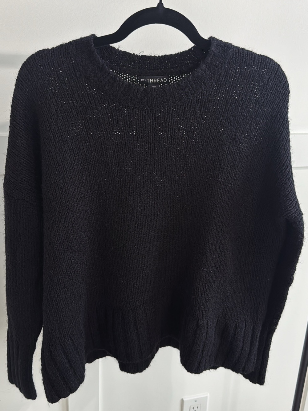 En THREAD Black Crewneck Wool Blend Sweater